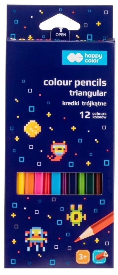 Kredki drewniane trójkątne Pixi Planet 12 kolorów