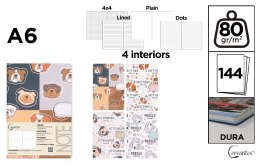 Notatnik A6/144K magnes pieski MIX