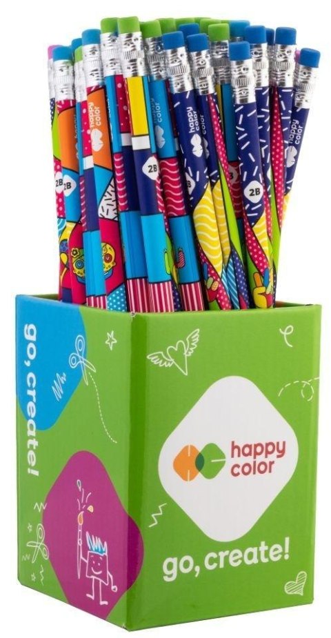 Ołówek trójkątny 2B z gumką Pop (72szt) w kubku