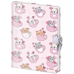 Pamiętnik z kłódką B6/60K gładki Koty