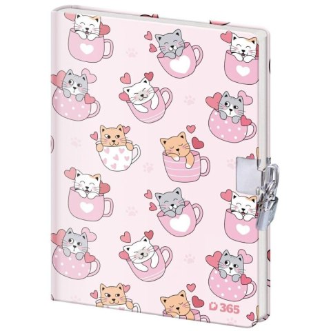 Pamiętnik z kłódką B6/60K gładki Koty