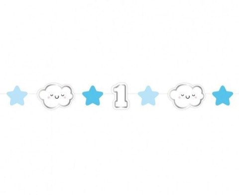 Girlanda papierowa mini Roczek niebieska 120cm