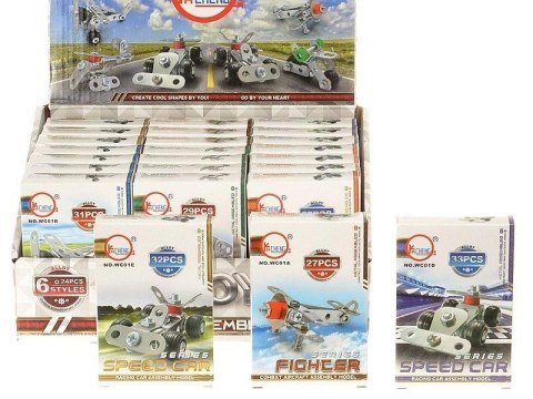 Metalowe klocki do skręcania z narzędziami MIX