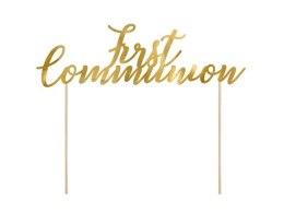 Topper na tort First Communion złoty 21cm