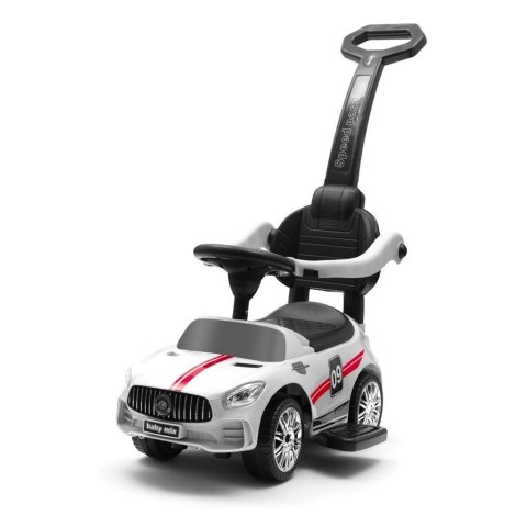 Jeździk dziecięcy z dźwiękiem i rączką Racer biały
