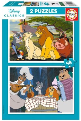 Puzzle 2x48 Król Lew Zakochany kundel