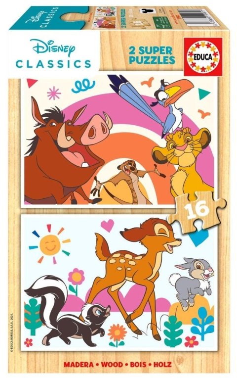 Puzzle drewniane 2x16 Król Lew Bambi