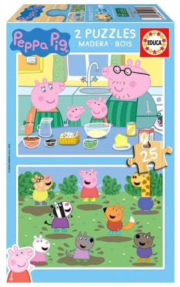 Puzzle drewniane 2x25 Świnka Peppa