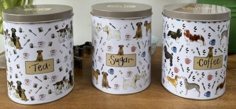 Zestaw puszek herbata kawa cukier 6 psów