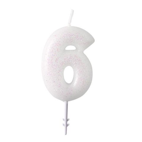 Świeczka cyferka 6 m błyszcząca