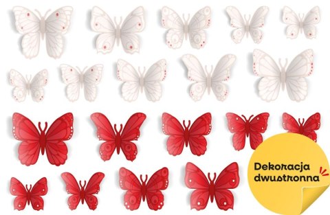 Dekoracja patriotyczna motyle biało-czerwone 20el