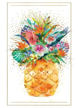 Karnet B8 mini Ananas z kwiatami