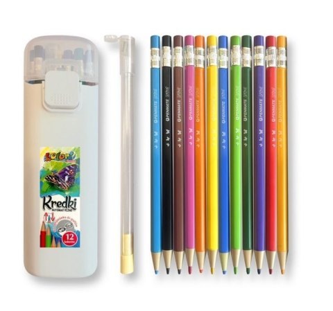 Kredki automatyczne w tubie 12 kolorów + temper.