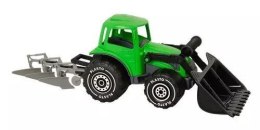 Traktor z ładowaczem i pługiem 52cm zielony