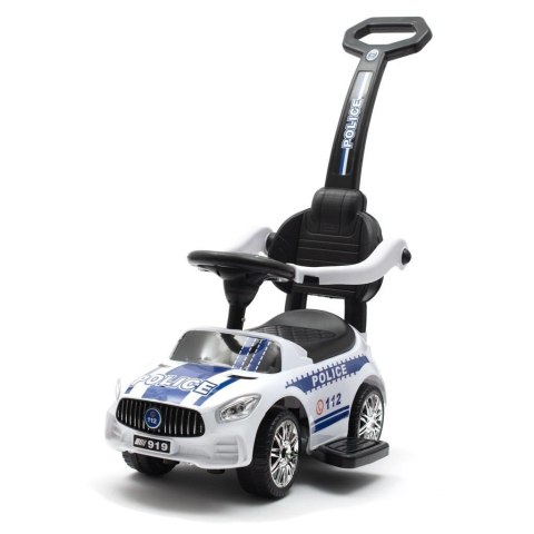 Jeździk z dźwiękiem i rączką Police Biały
