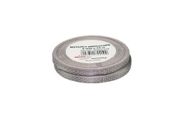 Wstążka satynowa w kropki srebrna 6mmx22m (2szt)