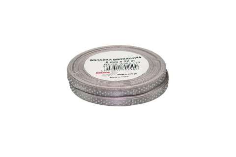 Wstążka satynowa w kropki srebrna 6mmx22m (2szt)