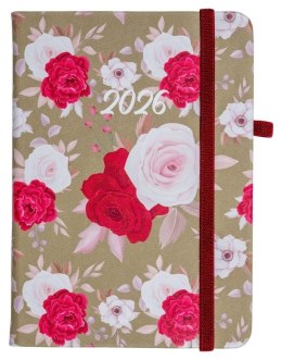 Kalendarz 2026 A6 tyg. Flamenco biało-czer kwiaty