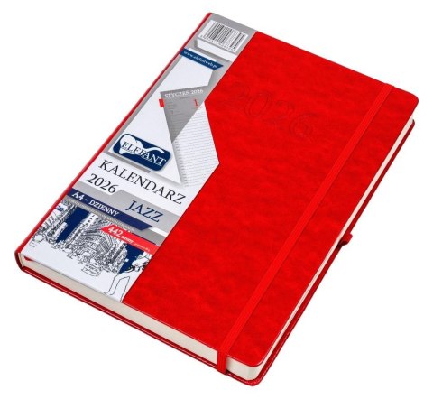 Kalendarz 2026 A4 dzienny Jazz czerwony