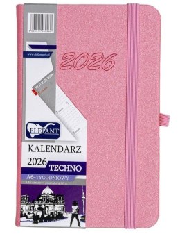 Kalendarz 2026 A6 tygodniowy Techno różowy