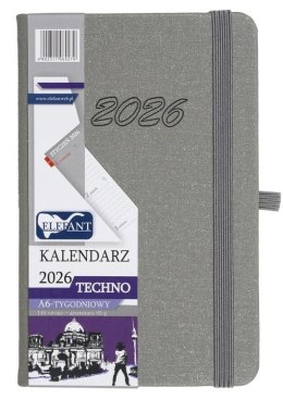 Kalendarz 2026 A6 tygodniowy Techno szary