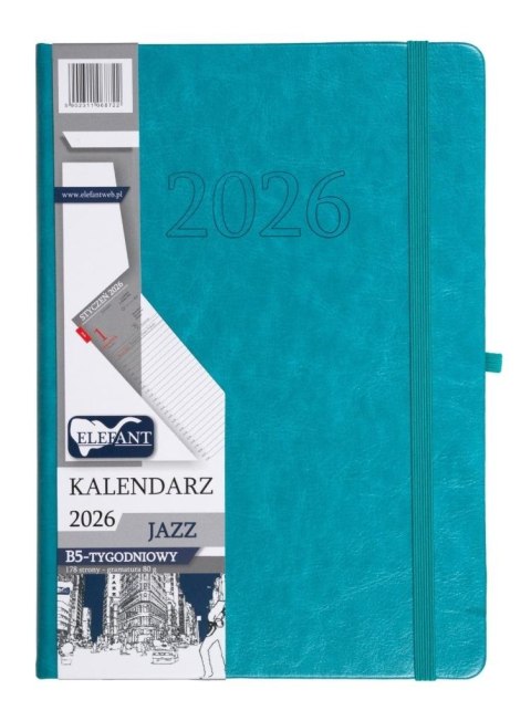 Kalendarz 2026 B5 tygodniowy Jazz turkusowy