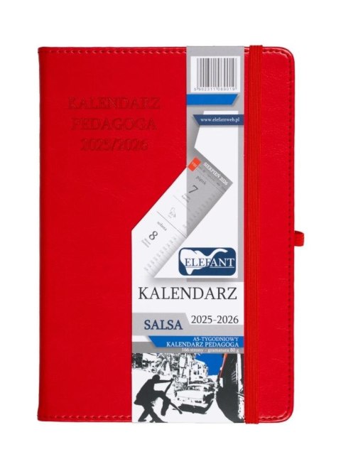 Kalendarz pedagoga 2025/26 A5 tyg Salsa czerwony