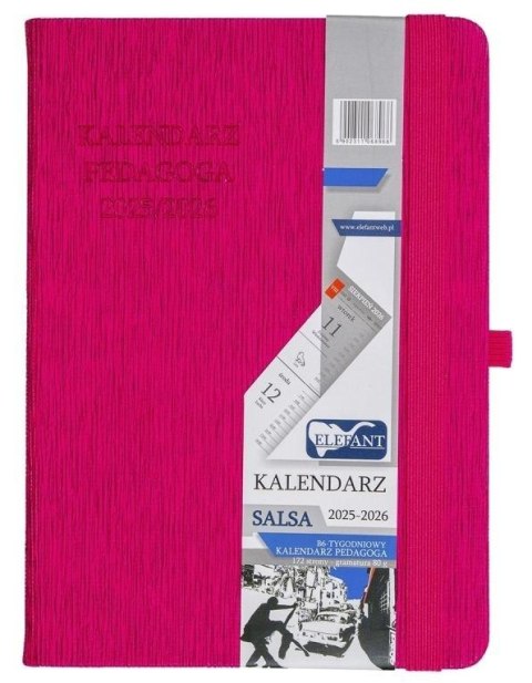 Kalendarz pedagoga 2025/26 B6 tyg. Salsa różowy