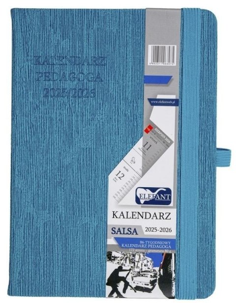 Kalendarz pedagoga 2025/26 B6 tyg. Salsa turkusowy