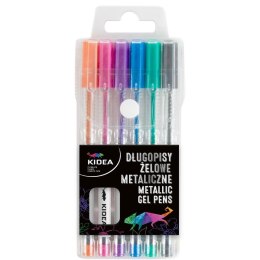 Długopisy żelowe metaliczne 6 kolorów KIDEA