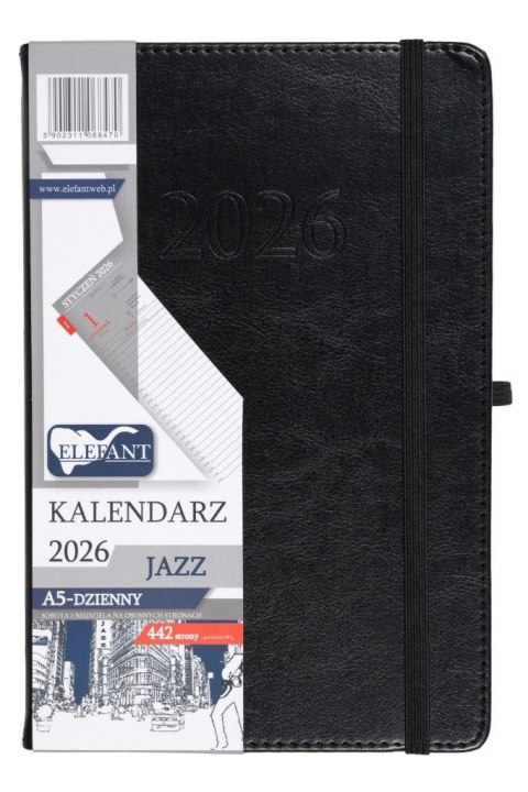 Kalendarz 2026 A5 dzienny Jazz czarny