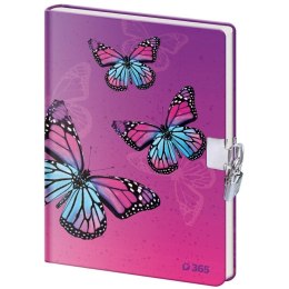 Pamiętnik z kłódką B6/60K gładki Motyle