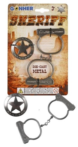 Kajdanki + metalowa odznaka szeryfa