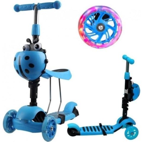 Hulajnoga 3-kołowa 3w1 biedronka niebieska