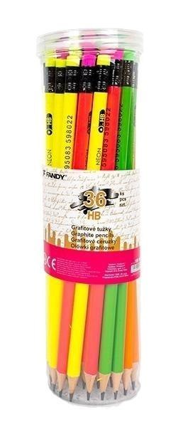 Ołówek grafitowy Neon HB z gumką (36szt)