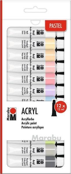 Farby akrylowe pastelowe 12ml 12 kolorów