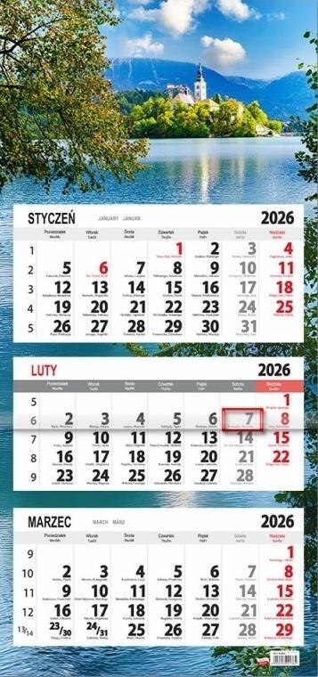 Kalendarz 2026 trójdzielny płaska główka Zamek