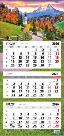 Kalendarz 2026 trójdzielny płaska główka Jesień