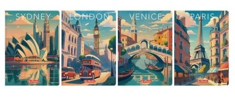 Brulion A5/96K kratka z margines Retro City (5szt)