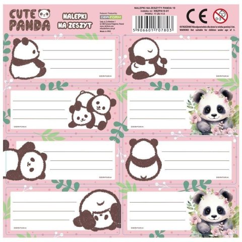 Nalepki na zeszyty Panda 10 (25szt) DERFORM