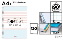 Notatnik A4+/120K kołowy kratka kotki