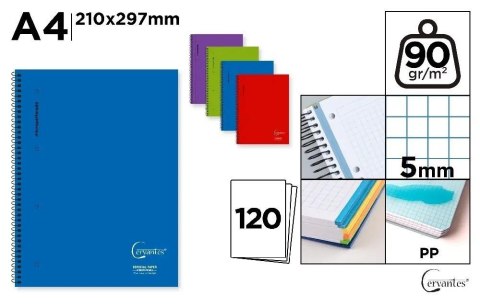 Notatnik A4/120K kołowy kratka MIX