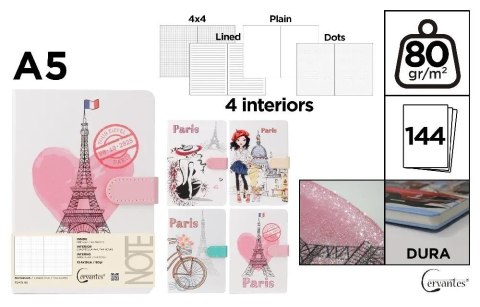 Notatnik A5/144K magnes Paris MIX