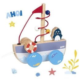 Statek Ahoy do ciągnięcia z labiryntem koralikowym