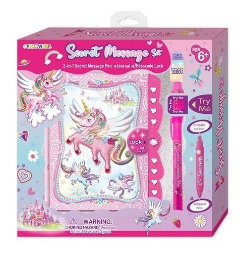 Pamiętnik na szyfr z długopisem UV Jednorożec