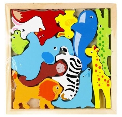 Układanka drewniana zwierzęta 12 elementów