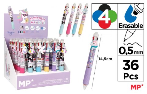 Długopis ścieralny 4-kolorowy Jednorożce (36szt)