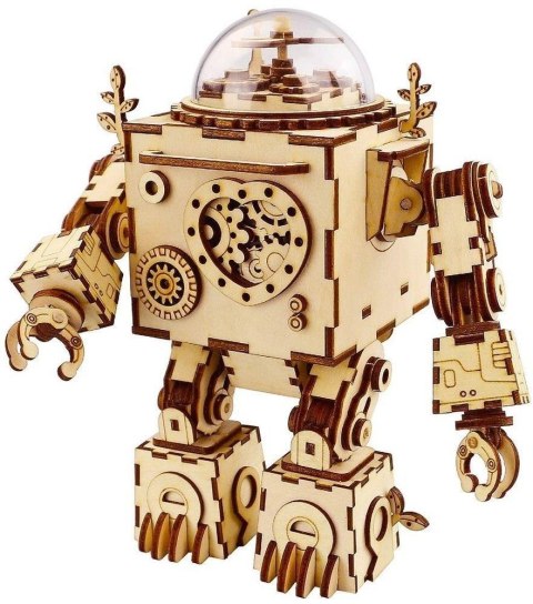 Puzzle Drewniane 3D Pozytywka LED Steampunk Robot