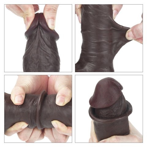 7.8'' SLIDING SKIN DUAL LAYER DONG - WHOLE TESTICLE 24-0307