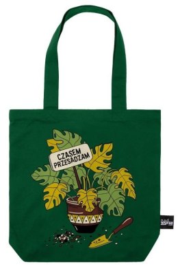 Torba bawełniana zielona Czasem przsadzam